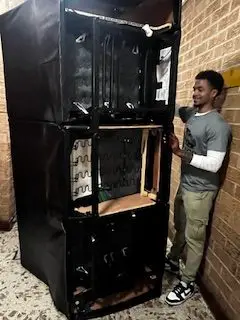 Large Couch being removed from an apartment