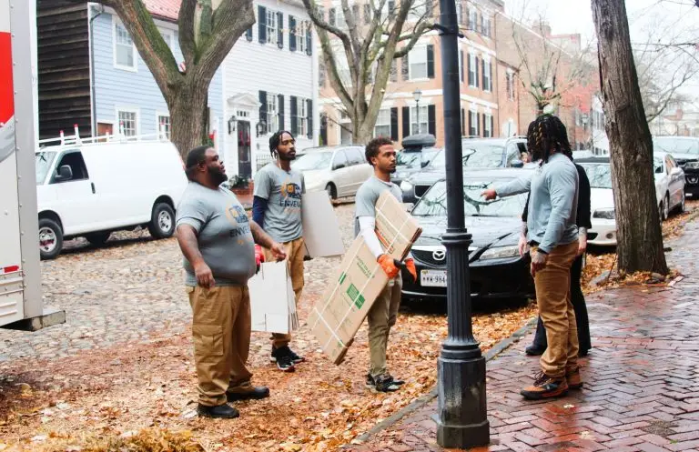 Envelop by McClain movers working on Prince Street in Old Town Alexandria during a residential move