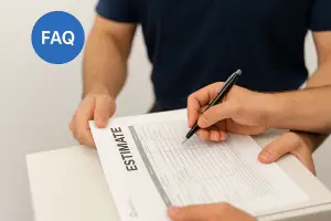 “Customer reviewing a detailed moving estimate for professional moving services.”